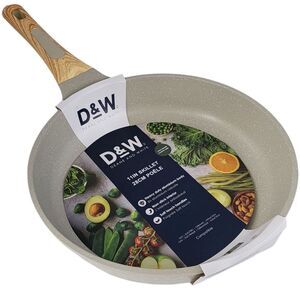 D&W Deane and White Cookware 11in Nonstick Skillet Frying Pan Greige Speckled